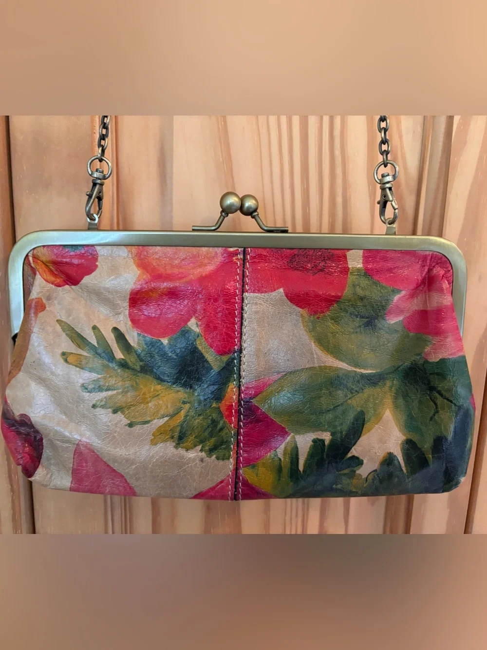 Patrica Nash Floral Print Leather Frame Clutch Purse